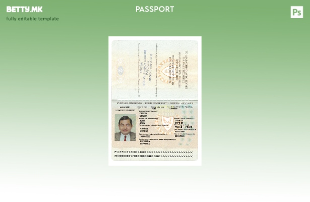 Шаблон за верзија на кипарски пасош во модерен стил